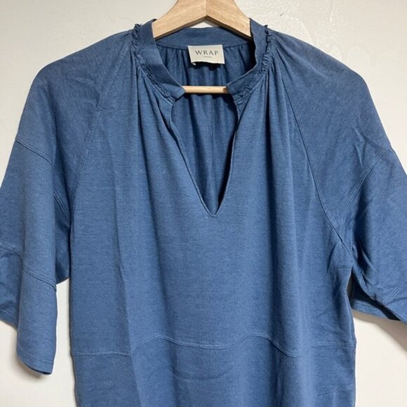 Wrap London Hemp Cotton Blue Midi Dress - Size US 6 / UK 10 - Picture 4 of 12